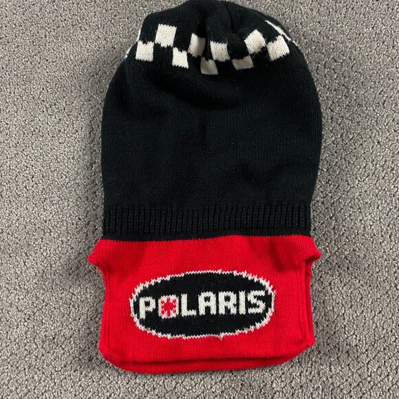 Vintage Polaris Snowmobile Knit Balaclava Beanie Ski Hat Toque Made in the USA - Picture 3 of 7
